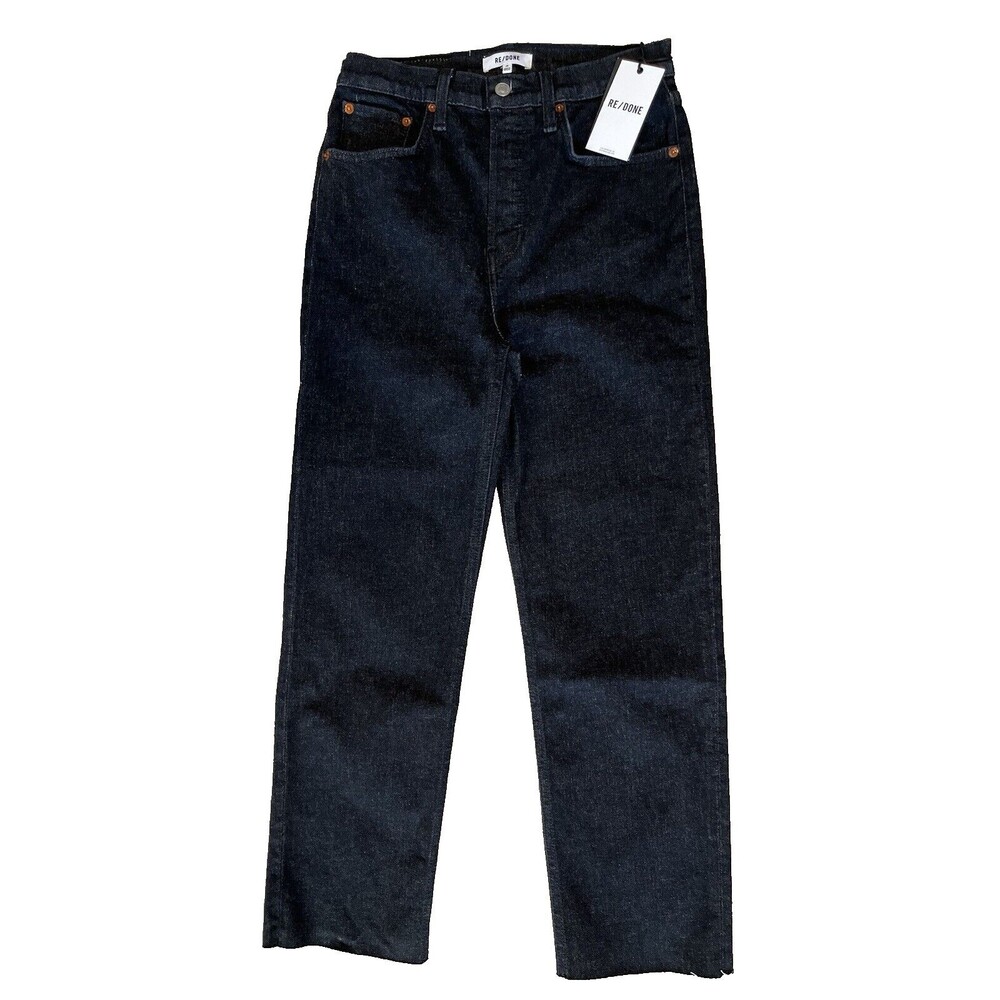 Re/Done womens 70s Stove Pipe Button Fly Jeans size 28 Black 28" inseam $265 - Picture 5 of 12